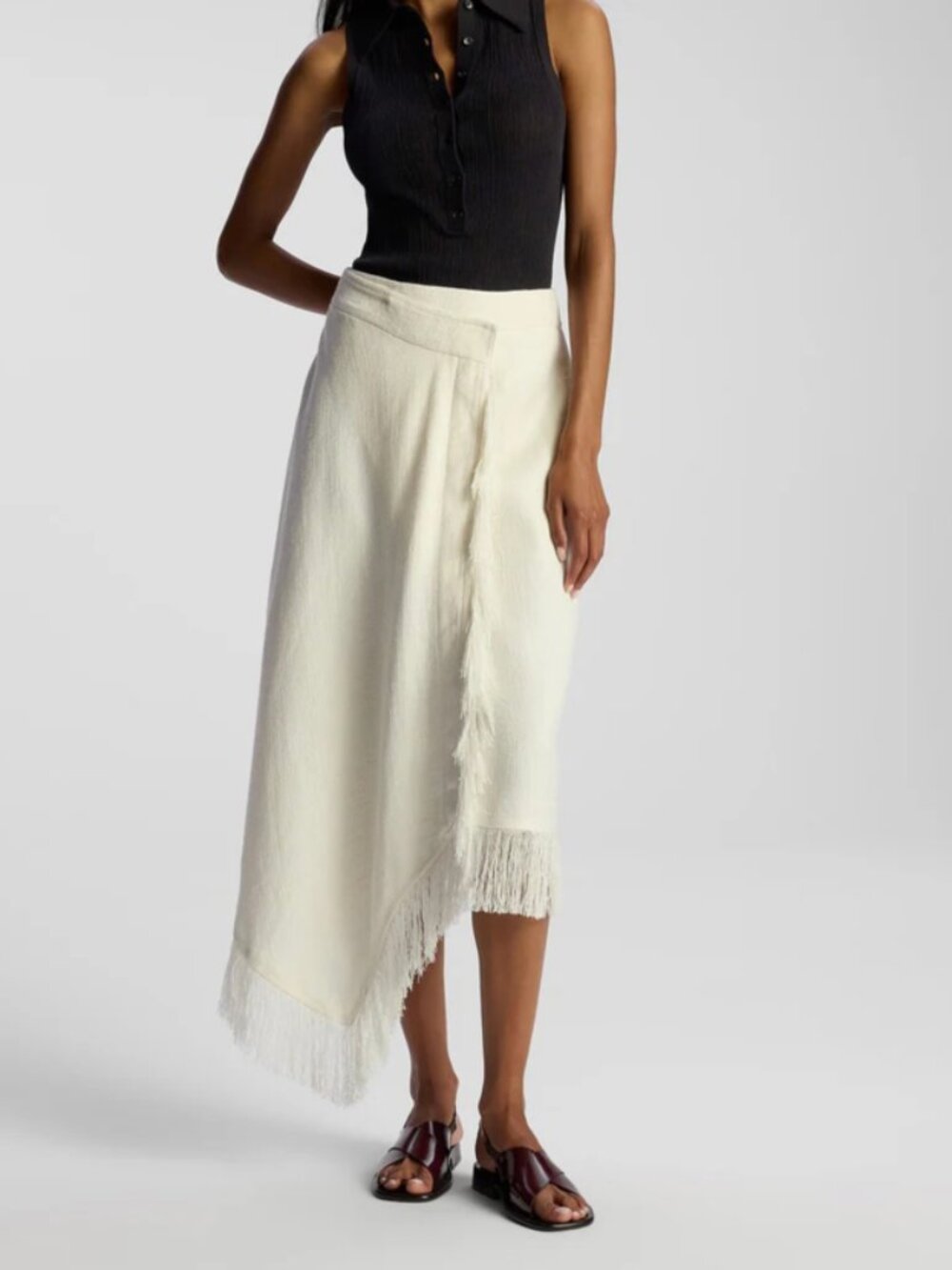 A.L.C. Amelie Midi Skirt with Fringe Size 2